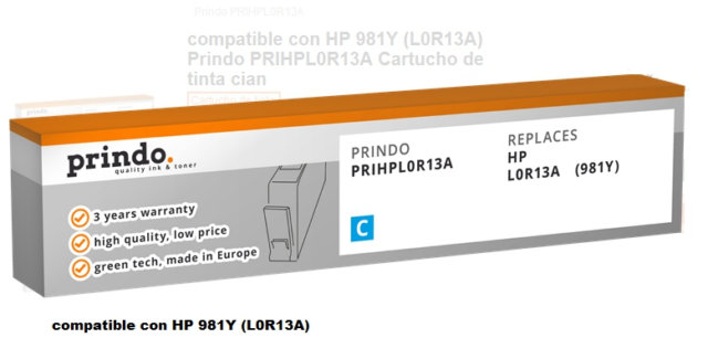 Prindo Cartucho de tinta cian PRIHPL0R13A Compatible HP L0R13A