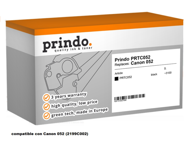 Prindo Tóner negro PRTC052 Compatible con Canon 052