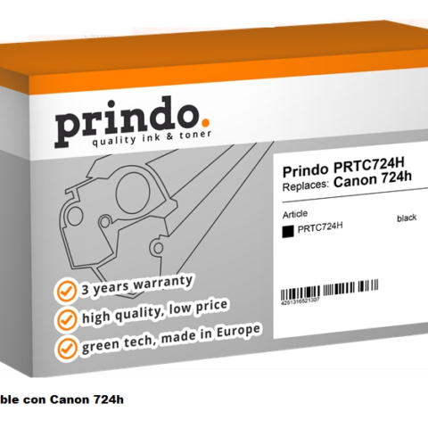 Prindo Tóner negro PRTC724H Compatible con Canon 724h