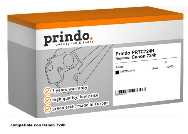 Prindo Tóner negro PRTC724H Compatible con Canon 724h