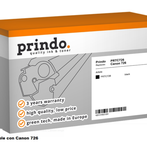 Prindo Tóner negro PRTC726 Compatible con Canon 726