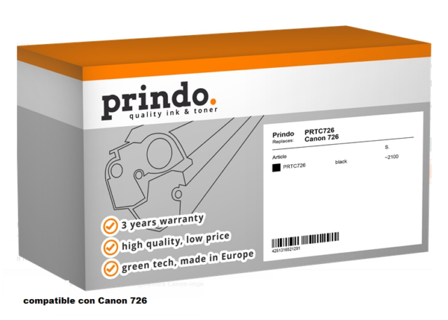 Prindo Tóner negro PRTC726 Compatible con Canon 726