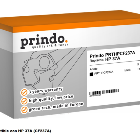 Prindo Tóner negro PRTHPCF237A Compatible HP 37A CF237A