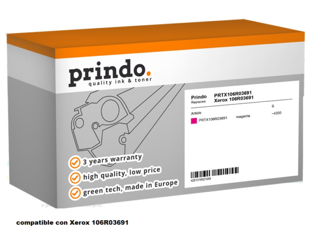 Prindo Tóner magenta PRTX106R03691 Compatible Xerox 106R03691