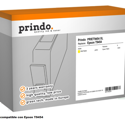 Prindo Cartucho de tinta amarillo PRIET9454 Compatible Epson T9454