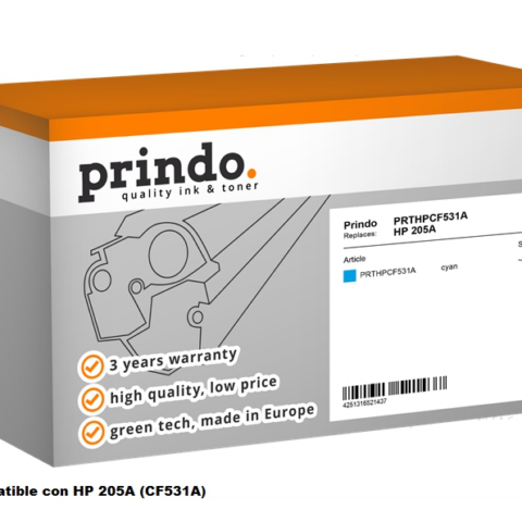 Prindo Tóner cian PRTHPCF531A Compatible con HP 205A