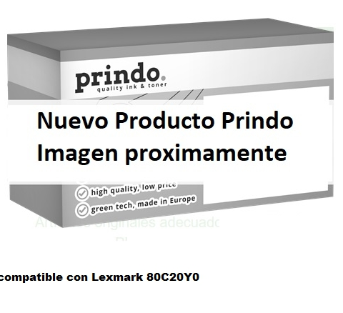 Prindo Tóner amarillo PRTL80C20Y0 Compatible con Lexmark 80C20Y0