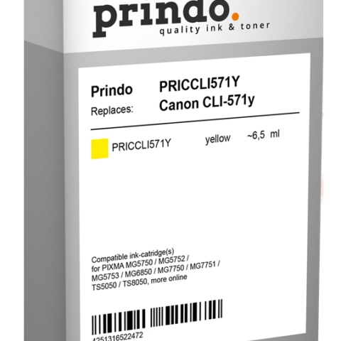 Prindo Cartucho de tinta amarillo PRICCLI571Y Compatible Canon CLI-571y