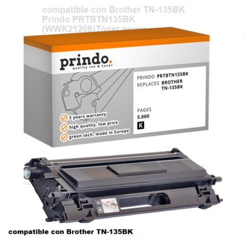 Prindo Tóner negro PRTBTN135BK alternativa para Brother TN-135bk