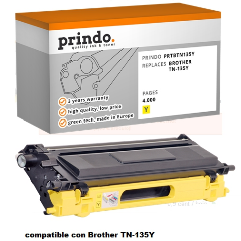 Prindo Toner amarillo PRTBTN135Y alternativa para Brother TN-135y