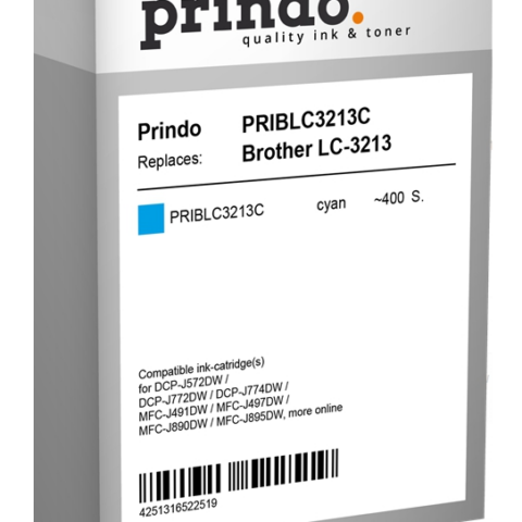 Prindo Cartucho de tinta cian PRIBLC3213C Compatible Brother LC-3213