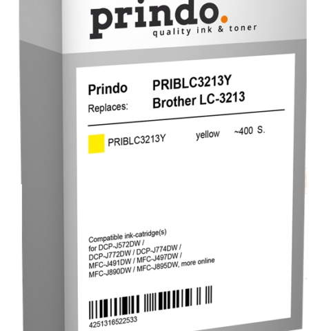 Prindo Cartucho de tinta amarillo PRIBLC3213Y Compatible Brother LC-3213