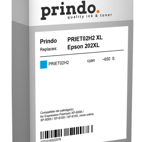 Prindo Cartucho de tinta cian PRIET02H2 Compatible con Epson 202XL
