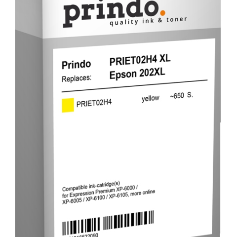 Prindo Cartucho de tinta amarillo PRIET02H4 Compatible Epson 202XL