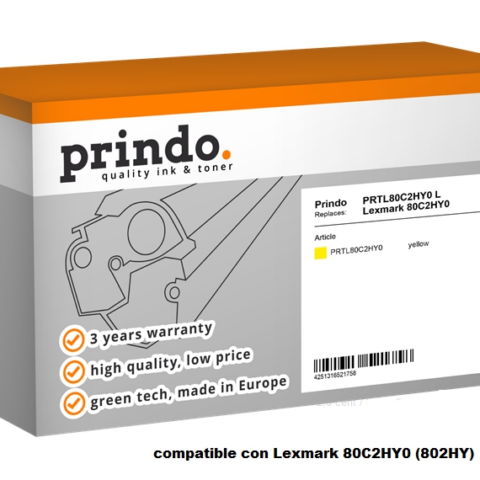 Prindo Tóner cian PRTL71B20C0 Compatible con Lexmark 80C2HY0