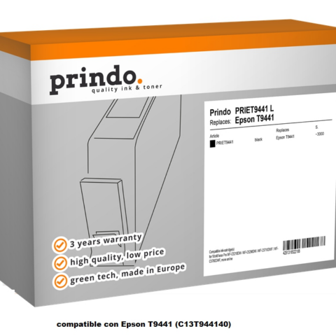 Prindo Cartucho de tinta negro PRIET9441 Compatible con Epson T9441