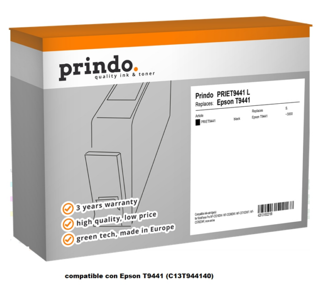 Prindo Cartucho de tinta negro PRIET9441 Compatible con Epson T9441