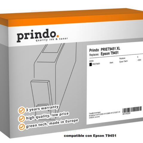 Prindo Cartucho de tinta negro PRIET9451 Compatible con Epson T9451