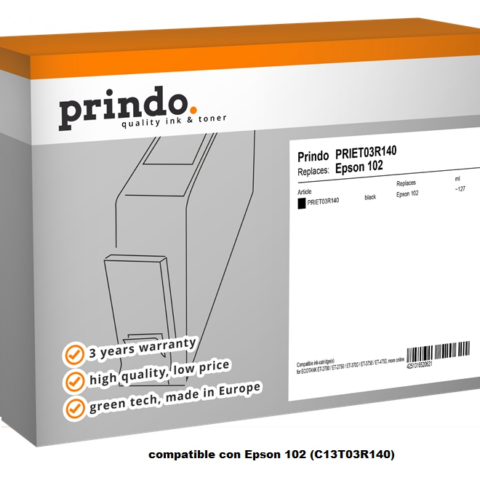Prindo Cartucho de tinta negro PRIET03R140 Compatible Epson 102