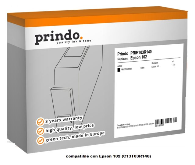 Prindo Cartucho de tinta negro PRIET03R140 Compatible Epson 102