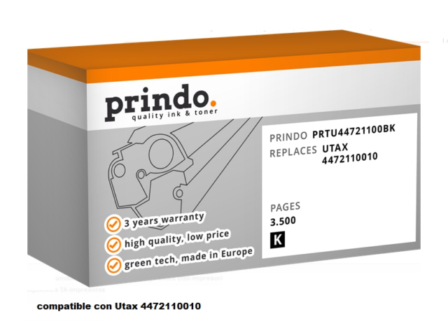 Prindo Tóner negro PRTU44721100BK alternativa para Utax 4472110010