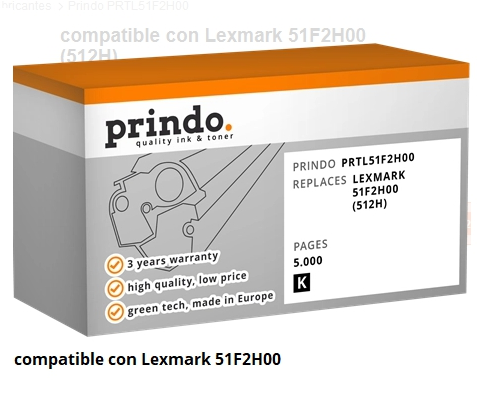 Prindo Tóner negro PRTL51F2H00 Basic Compatible con Lexmark 51F2H00