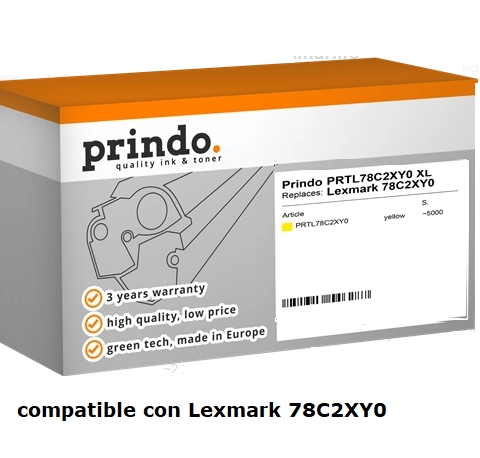 Prindo Tóner amarillo PRTL78C2XY0 compatible con Lexmark 78C2XY0