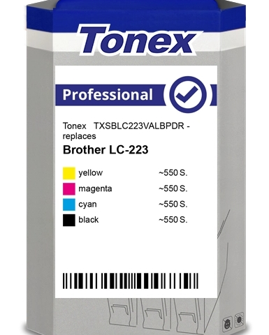 Tonex Multipack negro cian magenta amarillo TXSBLC223VALBPDR LC-223 compatible con Brother LC-223