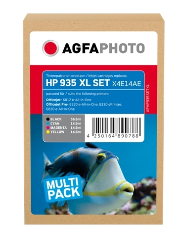 Agfa Photo Multipack negro cian magenta amarillo APHP935SETXL compatible con HP 934XL 935XL X4E14AE