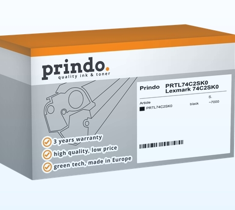 Prindo Tóner negro PRTL74C2SK0 compatible con Lexmark 74C2SK0