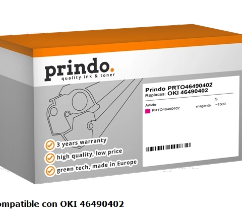 Prindo Tóner magenta PRTO46490402 compatible con OKI 46490402