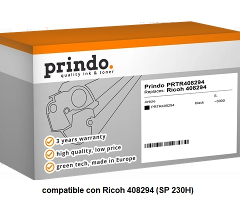 Prindo Tóner negro PRTR408294 compatible con Ricoh 408294 SP 230H