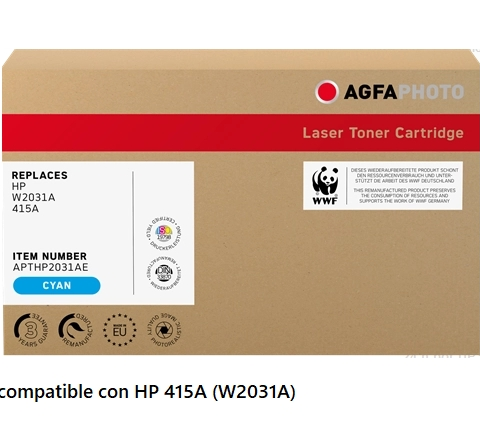 Agfa Photo Tóner cian APTHP2031AE compatible con HP 415A