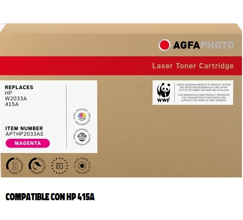 Agfa Photo Tóner magenta APTHP2033AE compatible con HP 415A