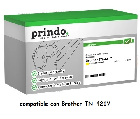 Prindo Tóner amarillo PRTBTN421YG Green compatible con Brother TN-421Y
