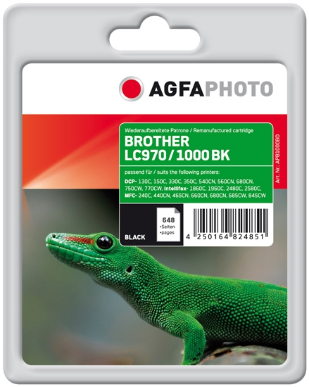 Agfa Photo Cartucho de tinta negro APB1000BD LC-1000bk LC-1000hybk