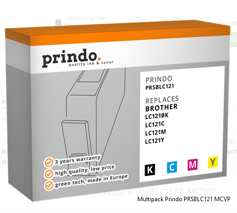 Prindo Multipack PRSBLC121 MCVP Compatible con Brother LC121VALBPDR