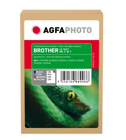 Agfa Photo Multipack negro cian magenta amarillo APB3217SETD compatible brother LC-3217