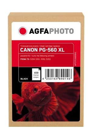 Agfa Photo Cartucho de tinta negro APCPG560BXL Compatible Canon PG-560XL