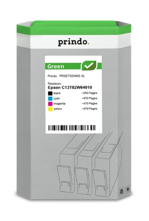 Prindo Multipack negro cian magenta y amarillo PRSET02W6G Green compatible con Epson 502XL