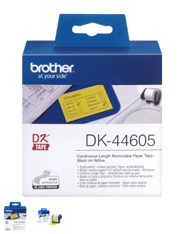 Brother Etiquetas Negro sobre amarillo DK-44605