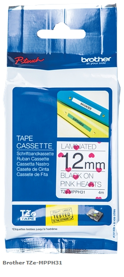 Brother Cinta mecanográfico Negro sobre rosa TZe-MPPH31 TZ-MPPH31
