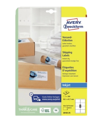 AVERY Zweckform Etiquetas Blanco J8165-25