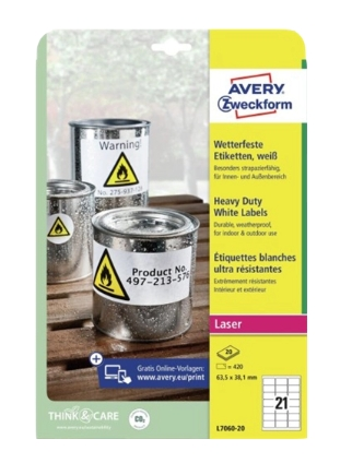 AVERY Zweckform Etiquetas Blanco L7060-20