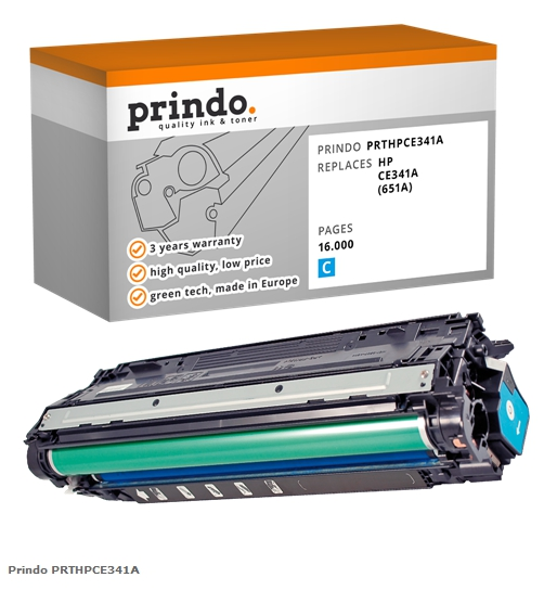Prindo Tóner cian PRTHPCE341A Compatible con HP 651A (CE341A)