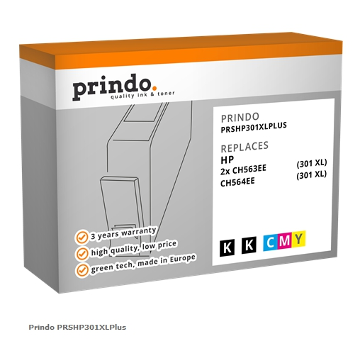 Prindo Multipack negro color PRSHP301XLPlus alternativa para HP CH563EE CH564EE