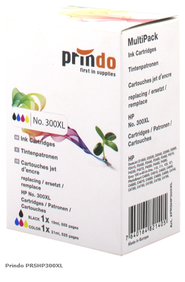 Prindo Multipack negro + color PRSHP300XL alternativa para HP CC641EE y CC644EE 300XL