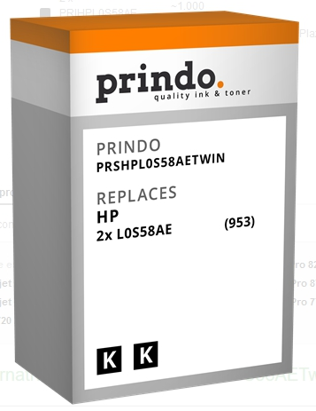 Prindo Multipack negro PRSHPL0S58AETwin Compatible con HP 2x L0S58AE 953