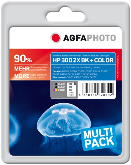 Agfa Photo Multipack 2x negro + color APHP300SET2 Agfa Photo 2x 300 (negro) + 300 (Color) (SD518AE)